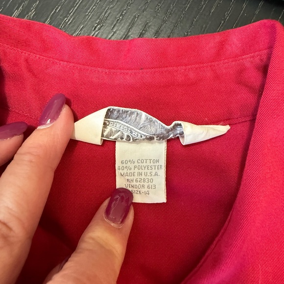 Vintage Lands’ End Burgundy Button Shirt Dress Belted Size 14 - Picture 7 of 9